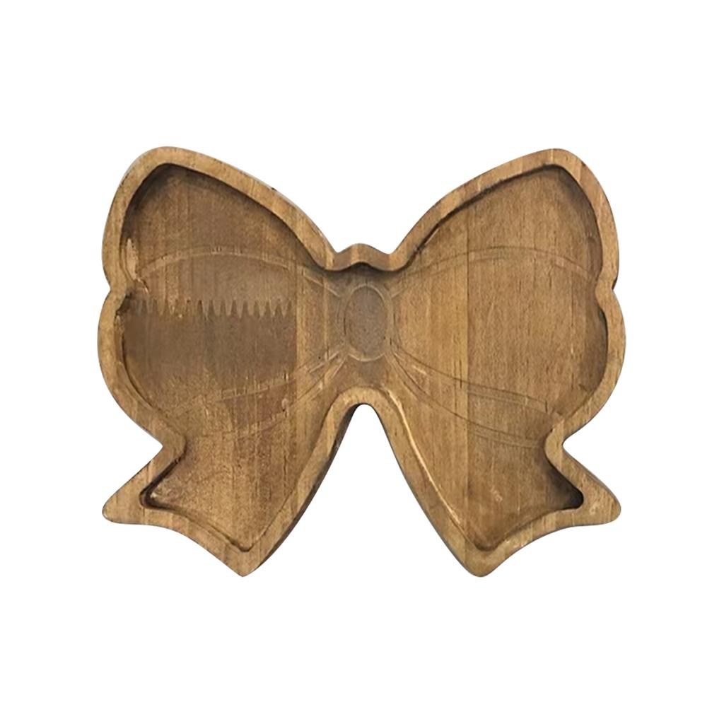 Bow Shaped Wooden Tray, Sushi Tray,Snack, Dessert, And Candy Dish, Restaurant And Home Dessert Platter