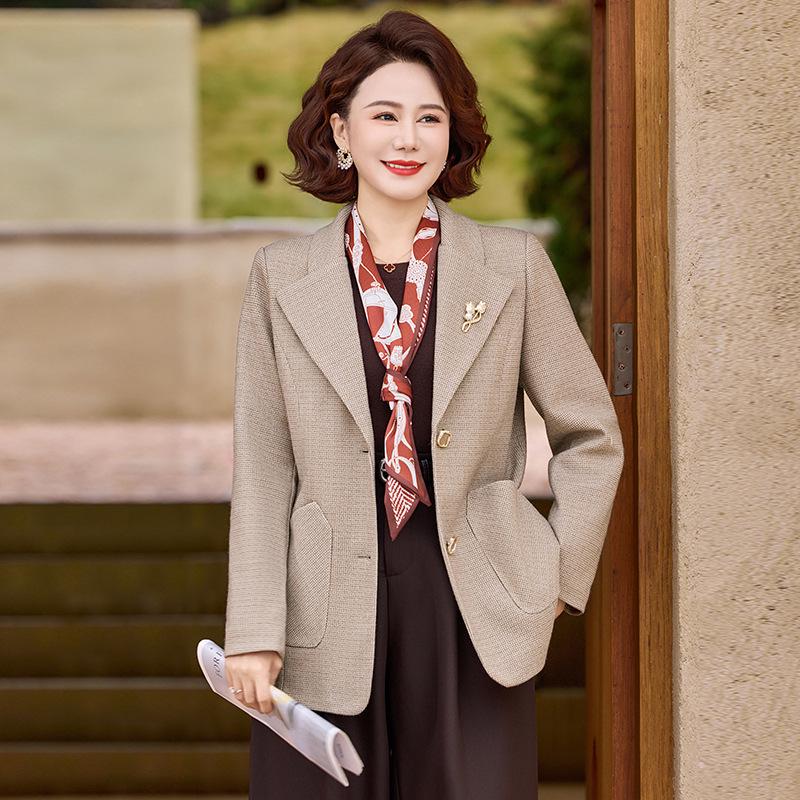 Mom s Elegant Spring & Autumn Lapel Trench Coat for Mid-Aged Women - 2026 New Arrival 5XL (145-160 jin)