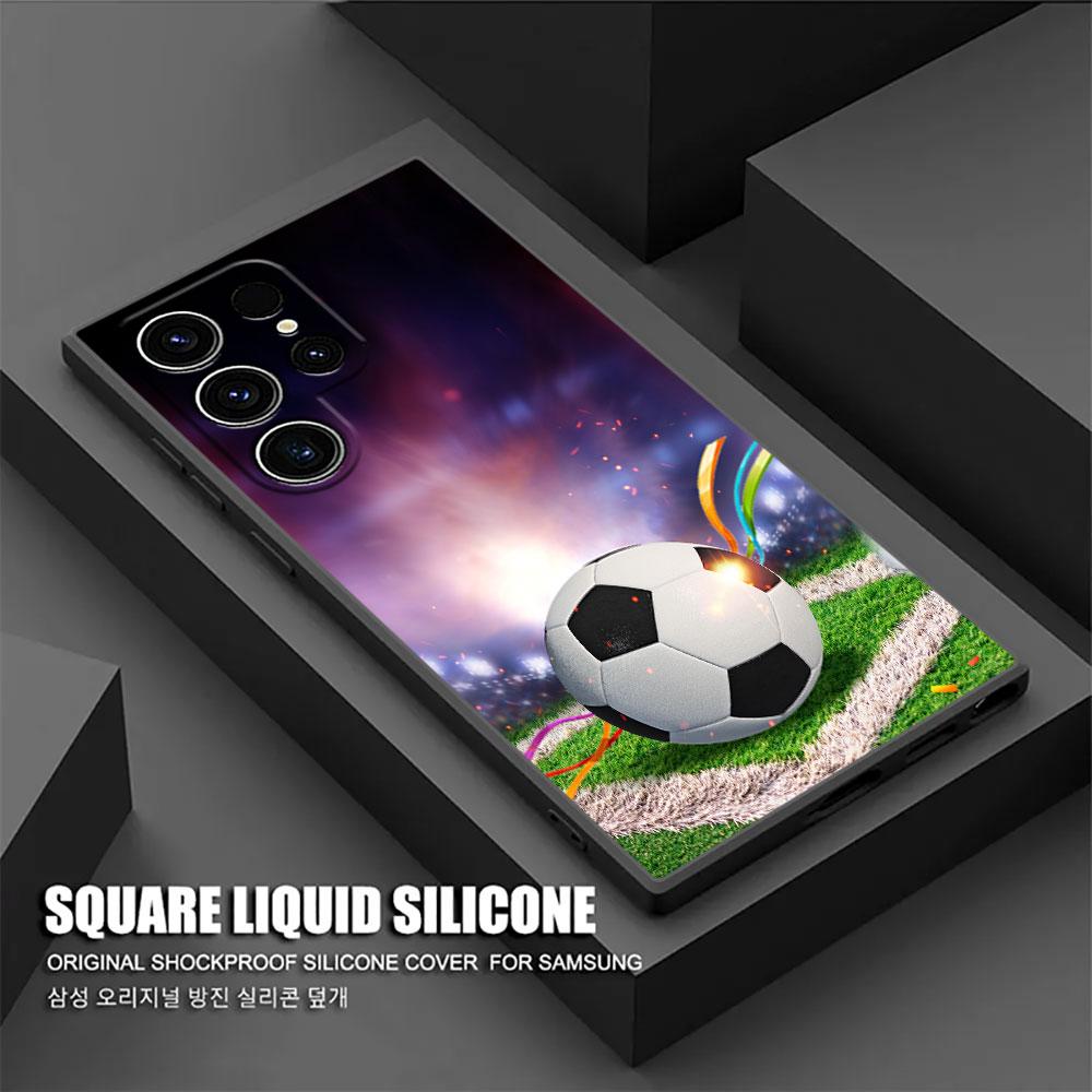 Football Soccer Ball Fire Un Rayo Balls S26Ultra Case For Samsung Galaxy S26 S25 S24 S23 S20 S21 FE S22 Ultra Plus 5G Soft Cover