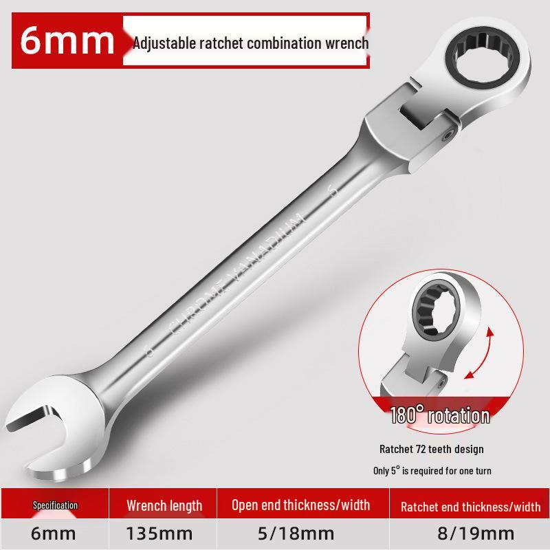 

Двунаправленный трещоточный ключ с поворотной головкой из хром-ванадиевой стали - Быстрый ручной двухцелевой рожковый дизайн
