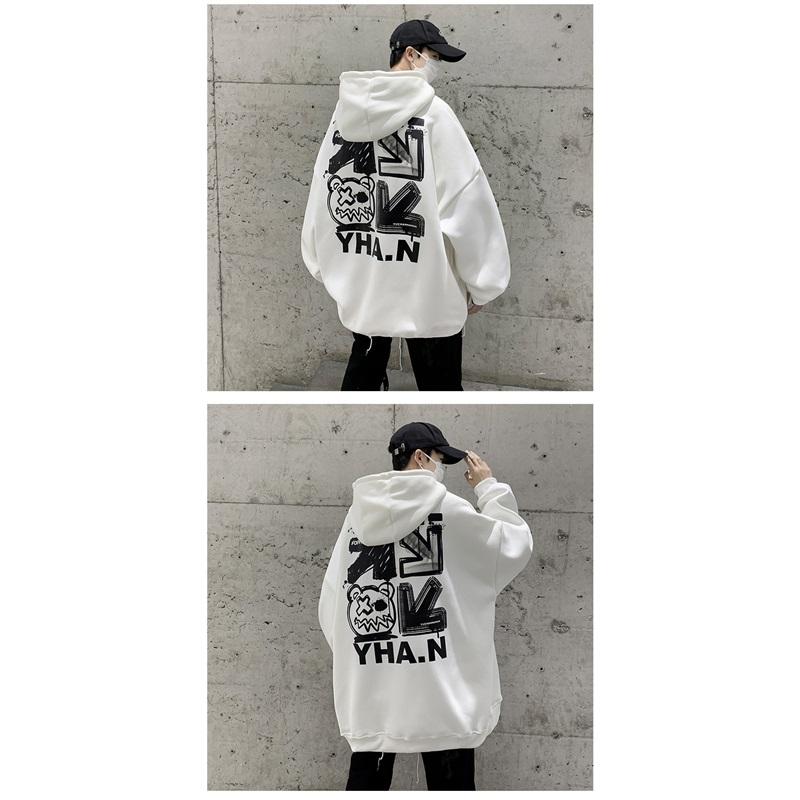 Men's Oversized Graphic Hoodie Hip Hop Style Long Sleeve Pullover Sweatshirt