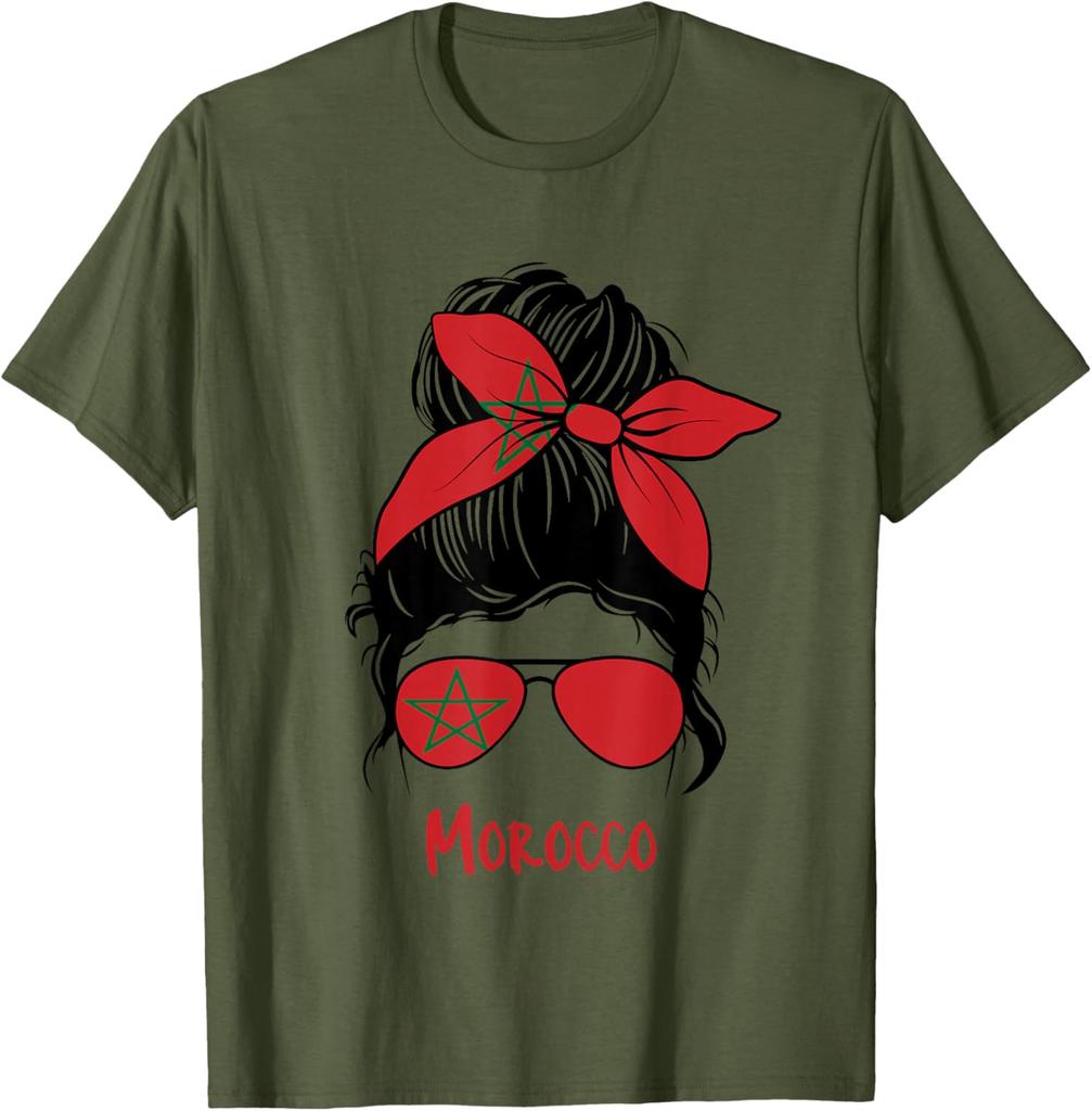 Morocco Messy Bun Women Graphic TShirt Breathable Casual Cotton Tee