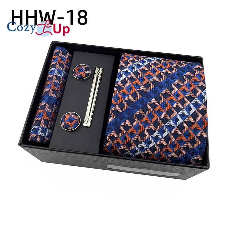 Cozy Up Set 6 piese Cravată pentru bărbați Paisley, inclusiv cravată pătrată eșarfă manșetă agrafă cutie cadou