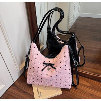 Canvas Bag Women's Large-capacity New Summer Leisure Niche Single Shoulder Crossbody Dumpling Bag Backpack