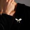 Women Brooch Imitation Pearls Bow Shape Anti-Wear Lapel Pin Scarves Shawls Bags Badge Fashion Accessories