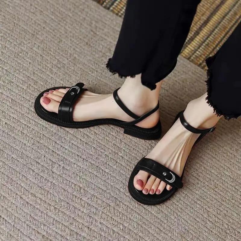 Fashion Summer Outdoor Black Vintage Luxury Woman Shoes Wholesale Designer Comfort On Sale 2025 Trend Asian Size Korea Sandals for Women