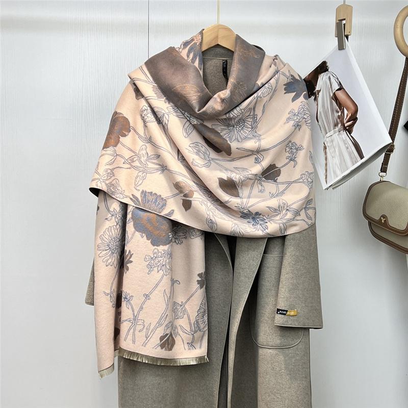 

185*65 см высококачественный двухсторонний утолщенный искусственный кашемировый шарф осень-зима с принтом теплая шаль женский подарок 185*65cm синий