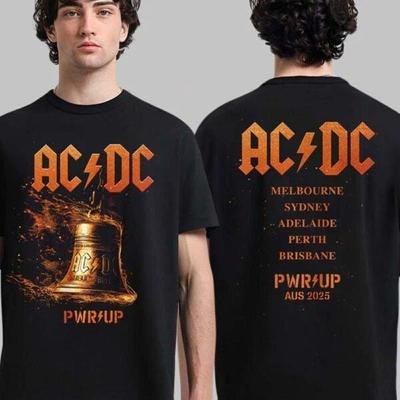 AC DC PWR UP 2025 Australijska Trasa Produkt Koszulka Letnia Męska Damska Codzienna Moda Oddychająca Czysta Bawełna Koszulka