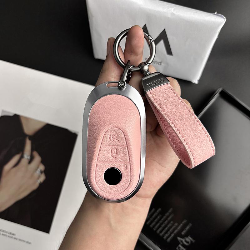 Metal Leather Car Remote Key Cover Case Holder Shell Chain for Mercedes Benz 2025 New C260L E300L S400L EQE GLC CLE C E S Class