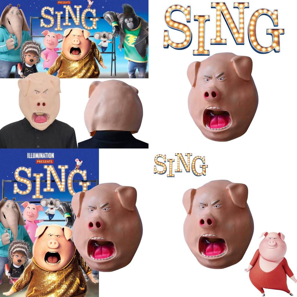 Sing2 Rossi Pig Mask | Adult Latex Headgear | Angry Expression Cosplay
