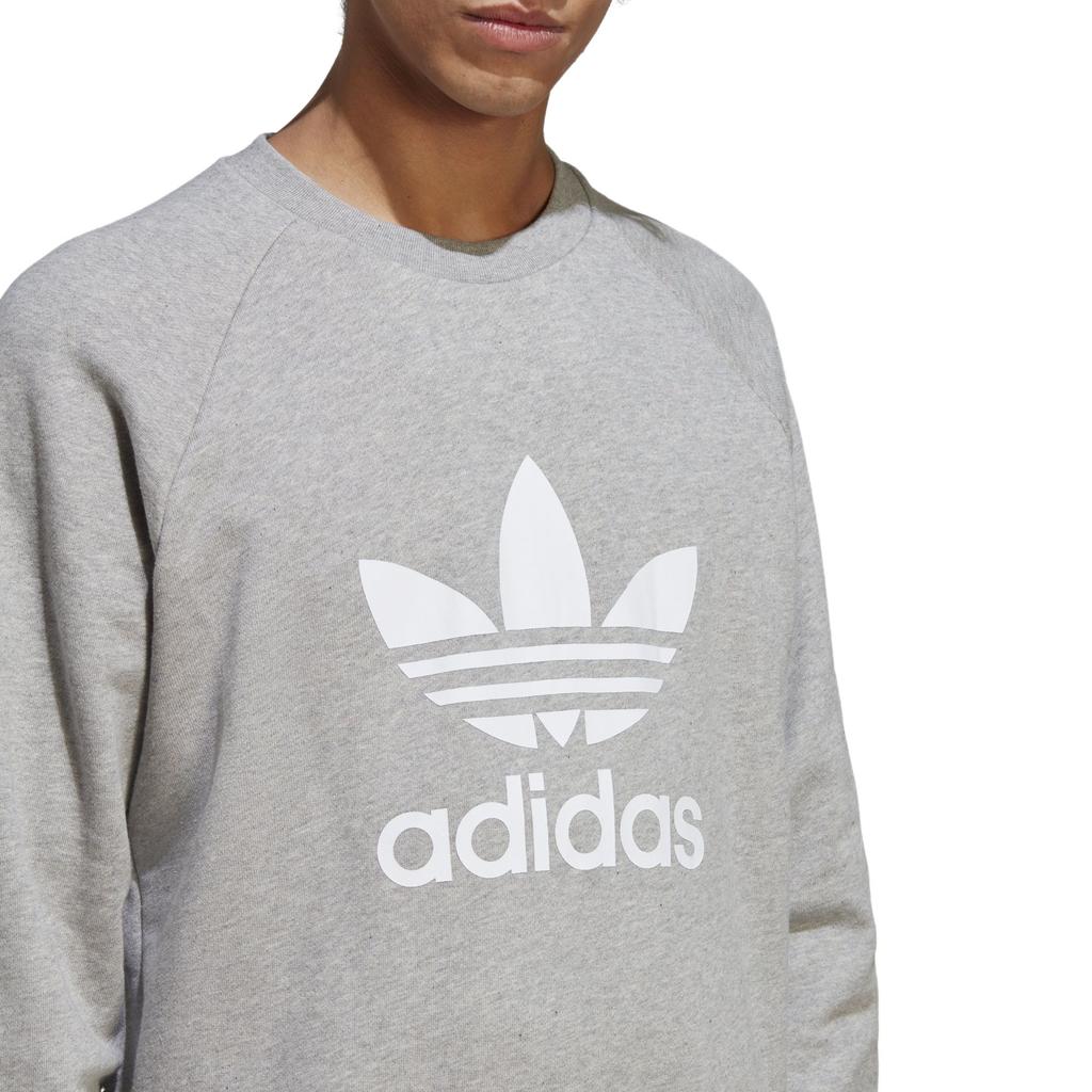 adidas Originals Trefoil Logo Print Pullover Sweatshirt Men Tops Grey IA4857