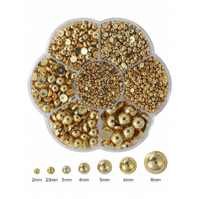 2000Pcs/Box Faux Pearl Nail Art Decoration Half Round Beads Nail Diy Jewelry Different Sizes Nail Charms Nail Art Supplies