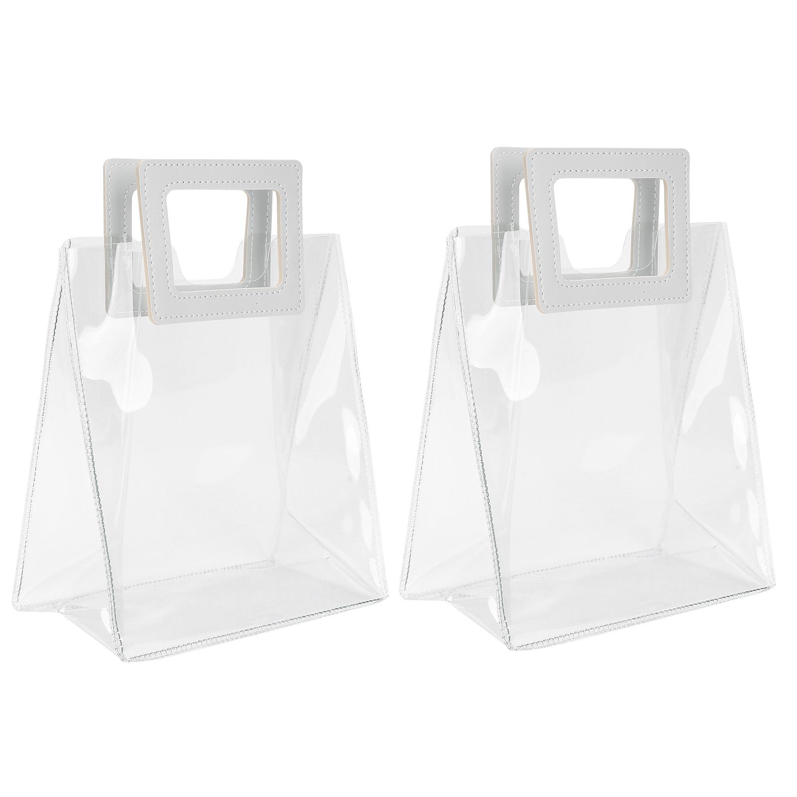 

2 шт.. Прозрачный подарочный пакет с прочным дном, сумка для дня рождения, рождественской подарочной упаковки (S)