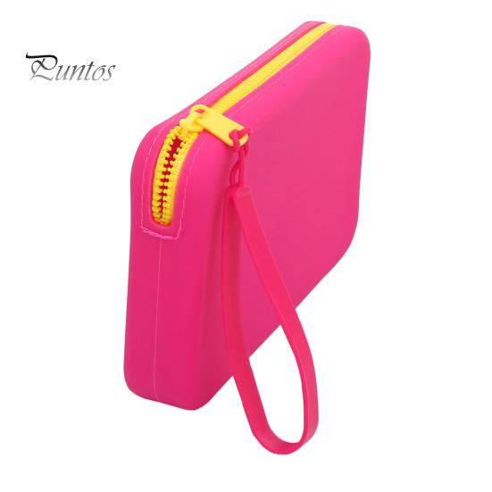 Detachable Wrist Strap Cosmetic Pouch Bag Zipper Closure Portable Silicone Makeup Storage Stain-resistant Case with for Home Travel Stain-proof