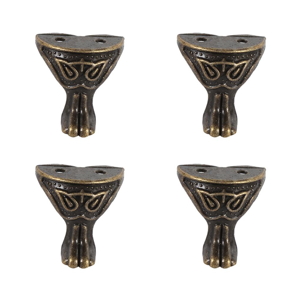 4ks Staromosazná Šperkovnice Dárková Dřevěná Krabička Ozdobné Nohy Nohy Rohový Chránič Vintage