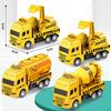 4x Pull Back Engineering Vehicles Movable Joints Xmas Gifts Sturdy Treasure Box Children Toy Yellow