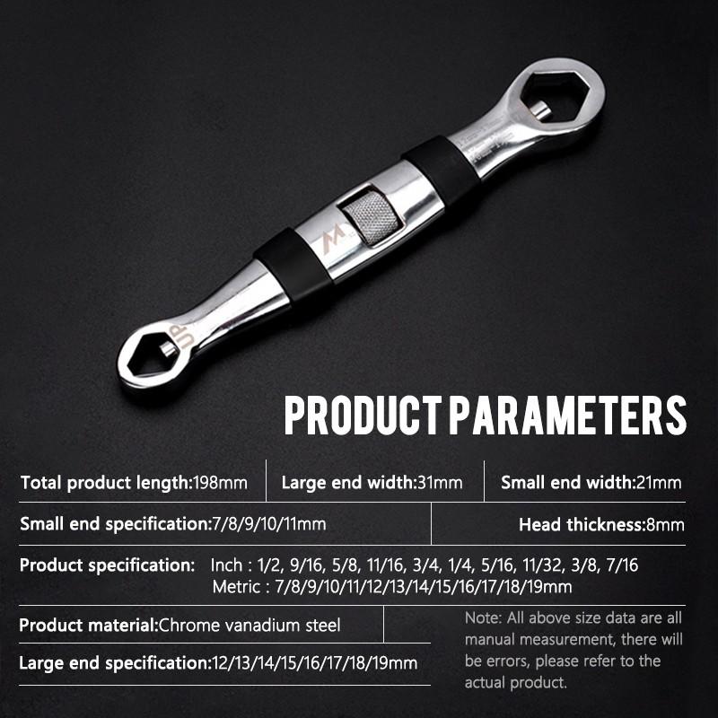 23-In-1 Universal Wrench Dual Head Metric Imperial Wrench Set Ratchet Adjustable Wrench 7-19 Mm Spanner Flexible Multifunctional Hand Tool