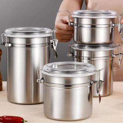 Stainless Steel Vacuum Sealed Jar Coffee Beans Storage Box Sugar Tea Food Containers Grain Storage Can for Kitchen