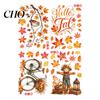Scarecrow Owl Window Art 6 Sheets Autumn Harvest Static Stickers, Maple Leaves Scarecrows Bicycle Indoor Wall Stickers Thanksgiving Decals,