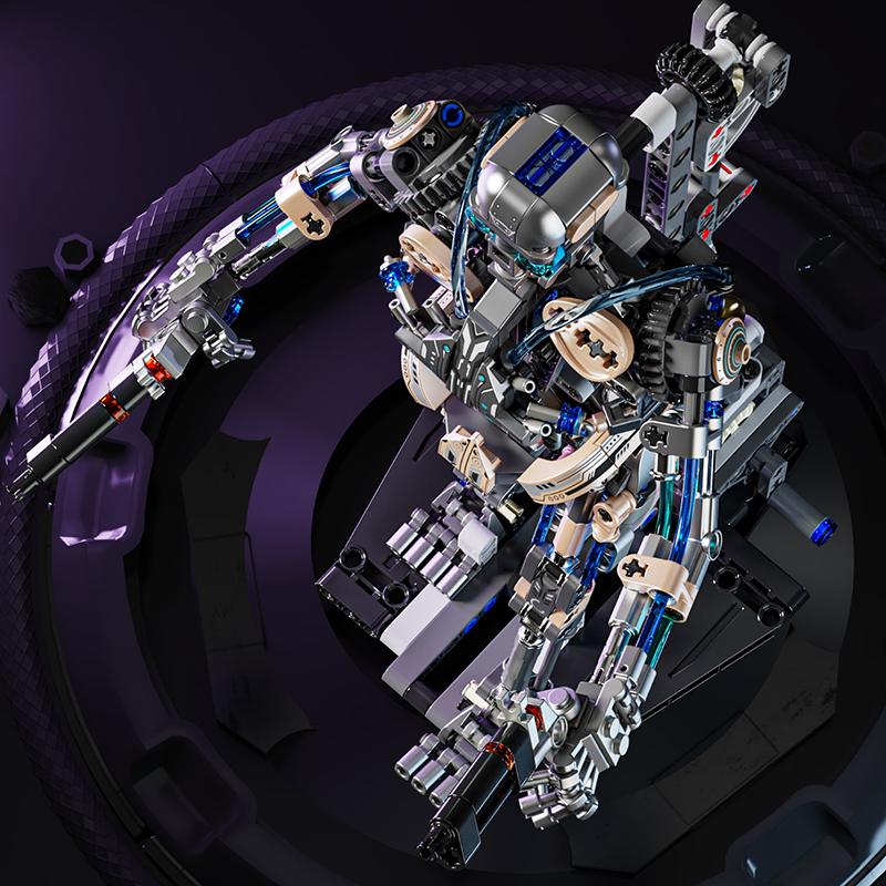 Non-Toxic Stem Creative Robot Building Blocks Bricks With Lighting Mechanical Linkage Model Kids Assembly Toy For Children Birthday Gifts