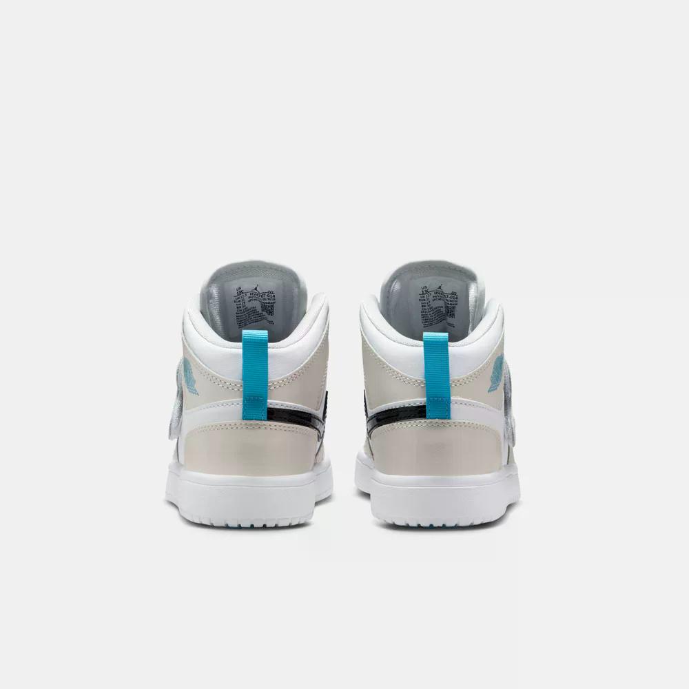 Jordan Sky Jordan 1 Fabric Mid top Children's Basketball Shoes Gray White Children Aged 3 7 Years Old HV4767-014