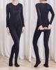 Unisex Plus Size Thick Fleece Backless Bodysuit with Zipper and Crotchless Design for Cold Weather