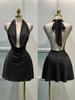 Women's Solid Satin Fitted Dress - Open Back, Back Zipper, Vacation Party Style, 145g Standard Size