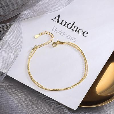 Korean S925 Sterling Silver Double-Layer Bracelet - Simple, Creative Fashion Accessory