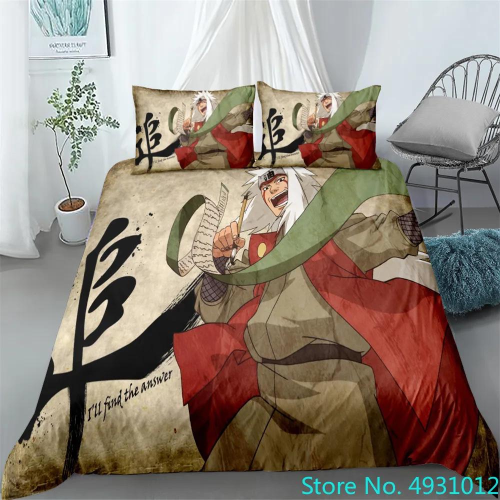 N-Naruto Påslakan Set Anime Kuddfodral Täckeöverdrag Sängkläder Påse Set Queen King Size 3D Digitaltryck Barn Hemtillbehör