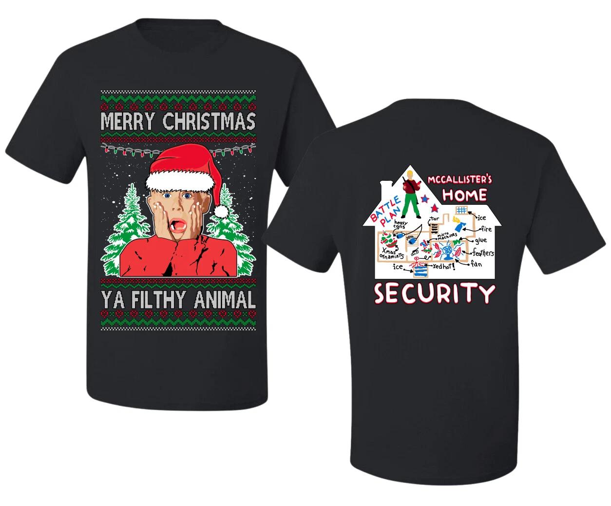 Merry Christmas Kid Ugly Christmas Sweater Front and Back Men s T- Shirt S