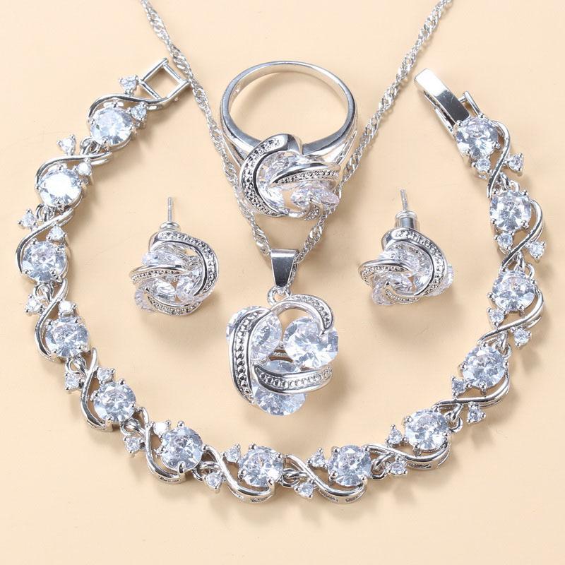 Hochzeitsaccessoires Damen Ohrring und Ring Schmucksets Top Qualität Bunter Zirkonia Brautschmuck