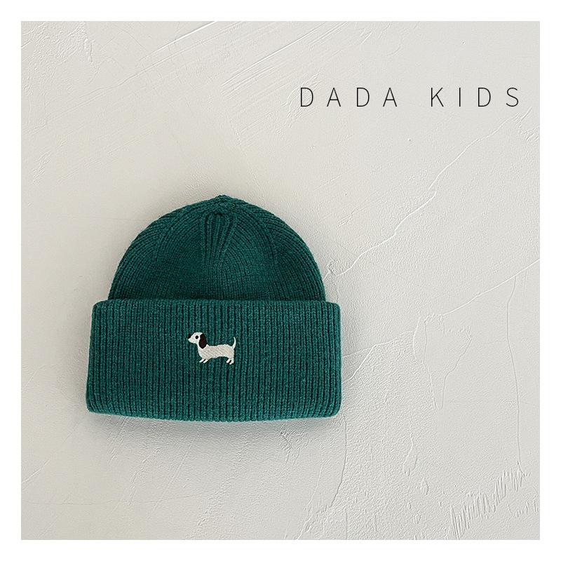 

Children s Woolen Hats Korean Embroidered Dogs Cute Fashionable Casual and Warm Pullover Sweaters Knitted Hats for Boys and Girls 48-52cm