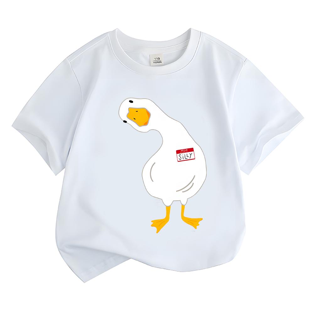 Funny Cartoon Quack Duck Printing Children T-shirt Summer Leisure Duck Kids Tshirt Soft Cotton Boys Girls Short Sleeve Tshirt