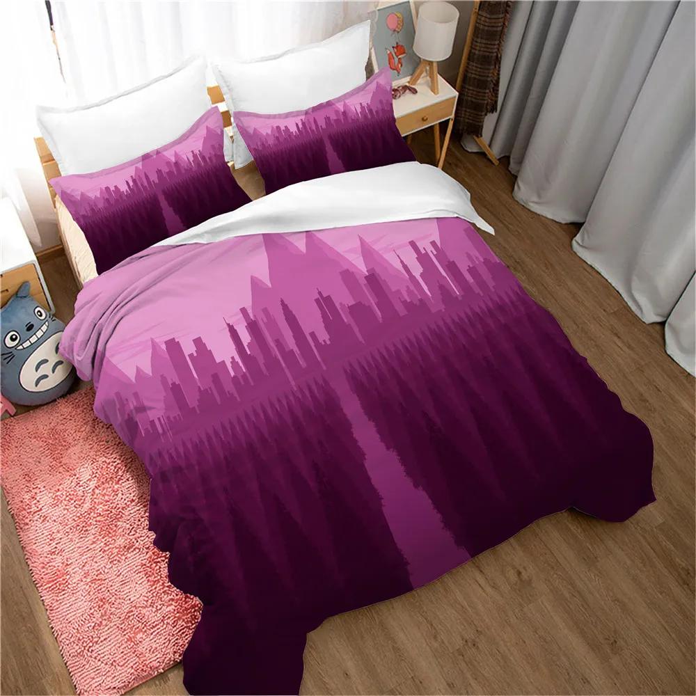 Mountain Duvet Cover Set Forest and Bright Moonlight Elk Landscape Mountain Bedding Set King Size Soft Polyester Comforter Cover