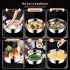 Extra Thick Stainless Steel Basin for Dough, Vegetables, Soup, and Hot Pot