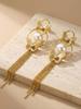Exaggerated Vintage Gold Color Butterfly Tassel Earrings, 18K Gold Plated Stainless Steel Dangle Drop Earrings Women's Jewelry