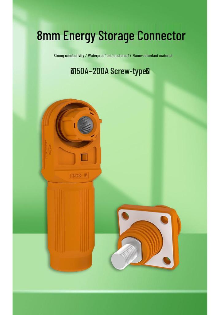 200A Single-Core High-Voltage Screw-Type Waterproof Energy Storage Battery Connector