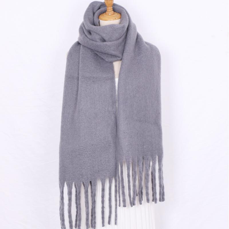 Solid Color Scarf For Women Super Thick Warm In Winter Big Shawl Plush White Snow Scarf  Design Unisex Foulard