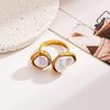 Ying Tai 18k Gold Plated Stainless Steel Ring with Imitation Pearl and Geometric Design