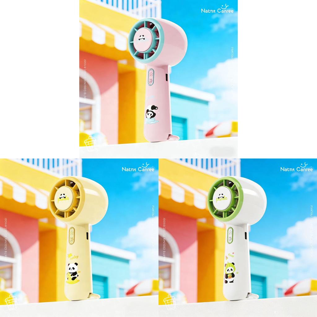 Handventilator mit Panda-Design und wiederaufladbarem Akku für Kinder, Outdoor, Reisen, Geschenk