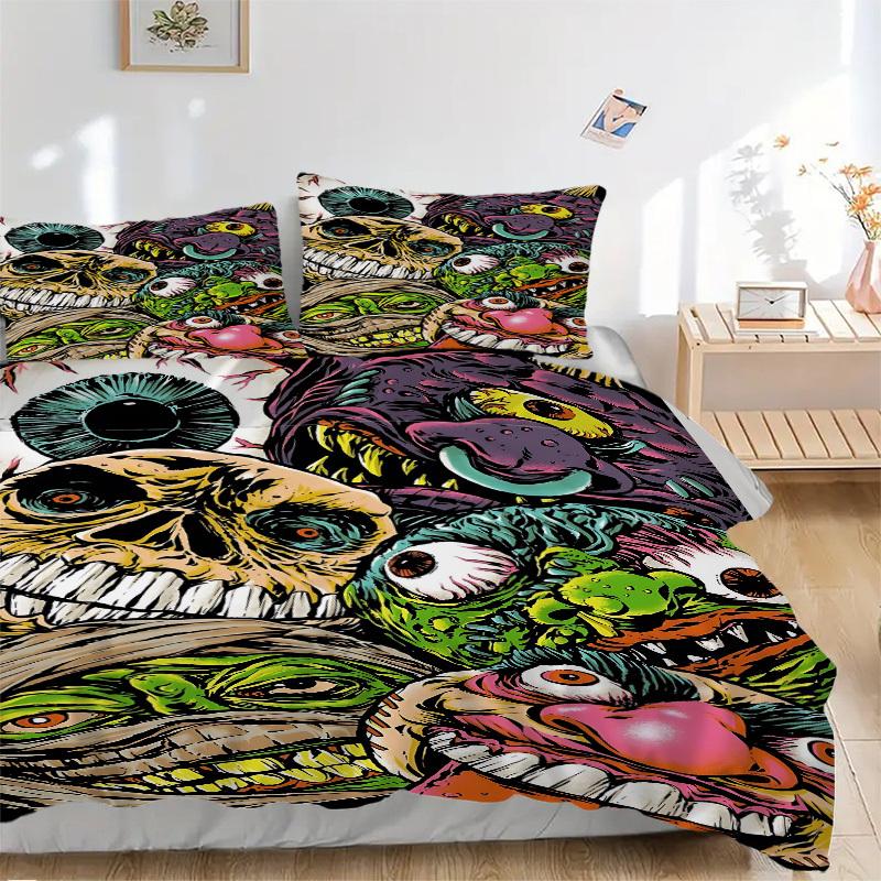 3pcs Monster Mashup Duvet Cover Set, 1 Duvet Cover + 2 Pillowcases (No Insert), High-Definition Print, Home & Dorm Set yy251208068