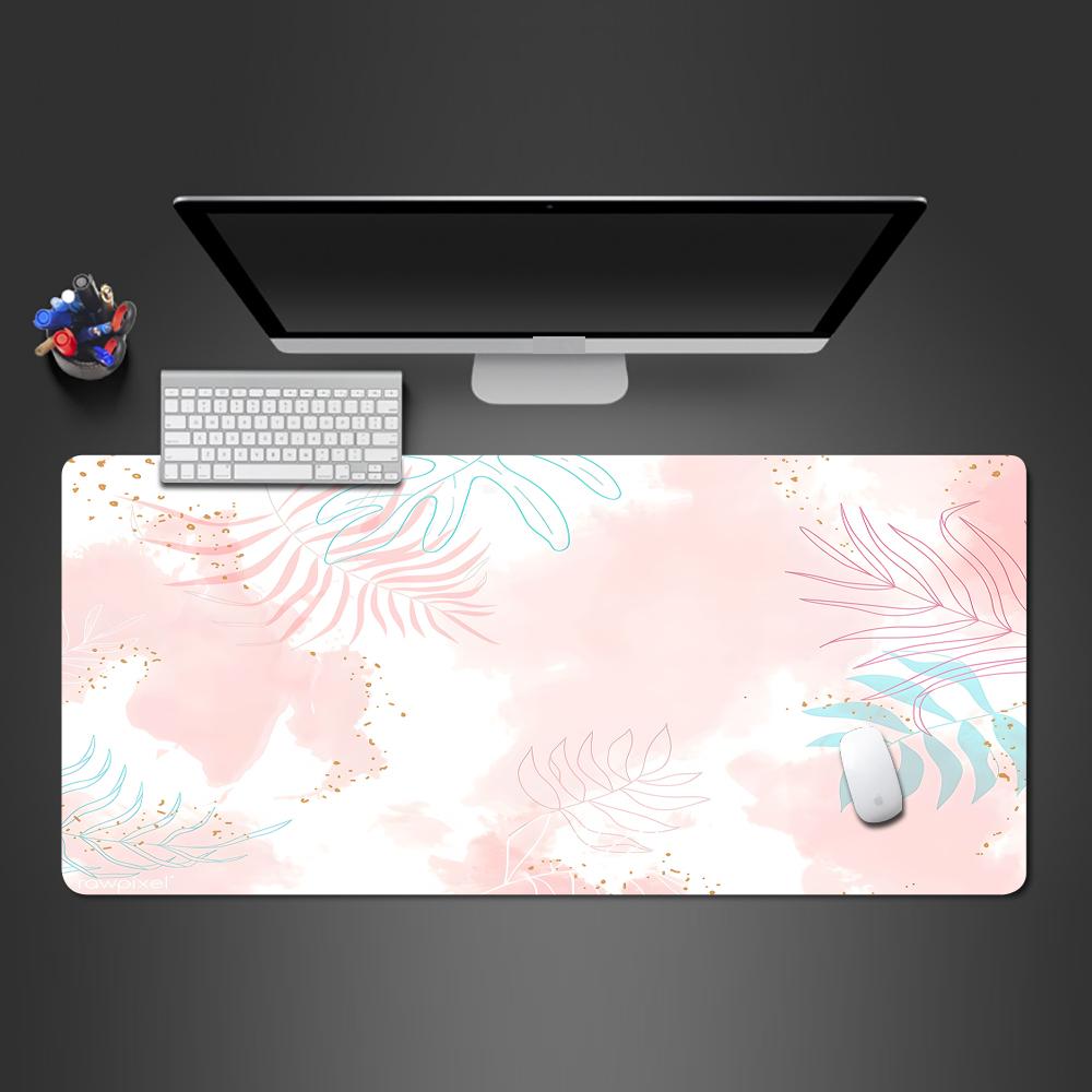 Fresh Leaf Mouse Pad Office Pink Mouse Mats Gaming Accessories Color Rug Gamer 900x400 Table Cushion Computer Desks Laptop Desk