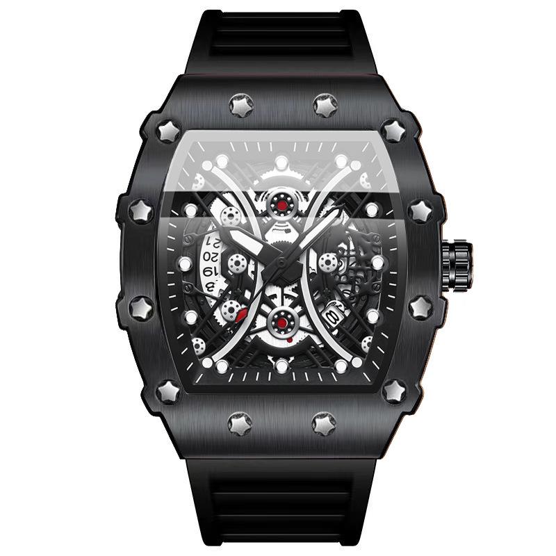 Binbang Men's Silicone Barrel Luminous Fashion Sports Watch