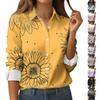 Women's Button Down Prints Shirt Long Sleeve Shirt Business Work Tops Casual With Pockets Jacket
