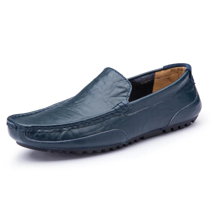 Fashion Men Casual Shoes Genuine Leather Luxury Brand Breathable Slip on Black Driving Shoes Soft Men Loafers Moccasins Plus Size 37-47