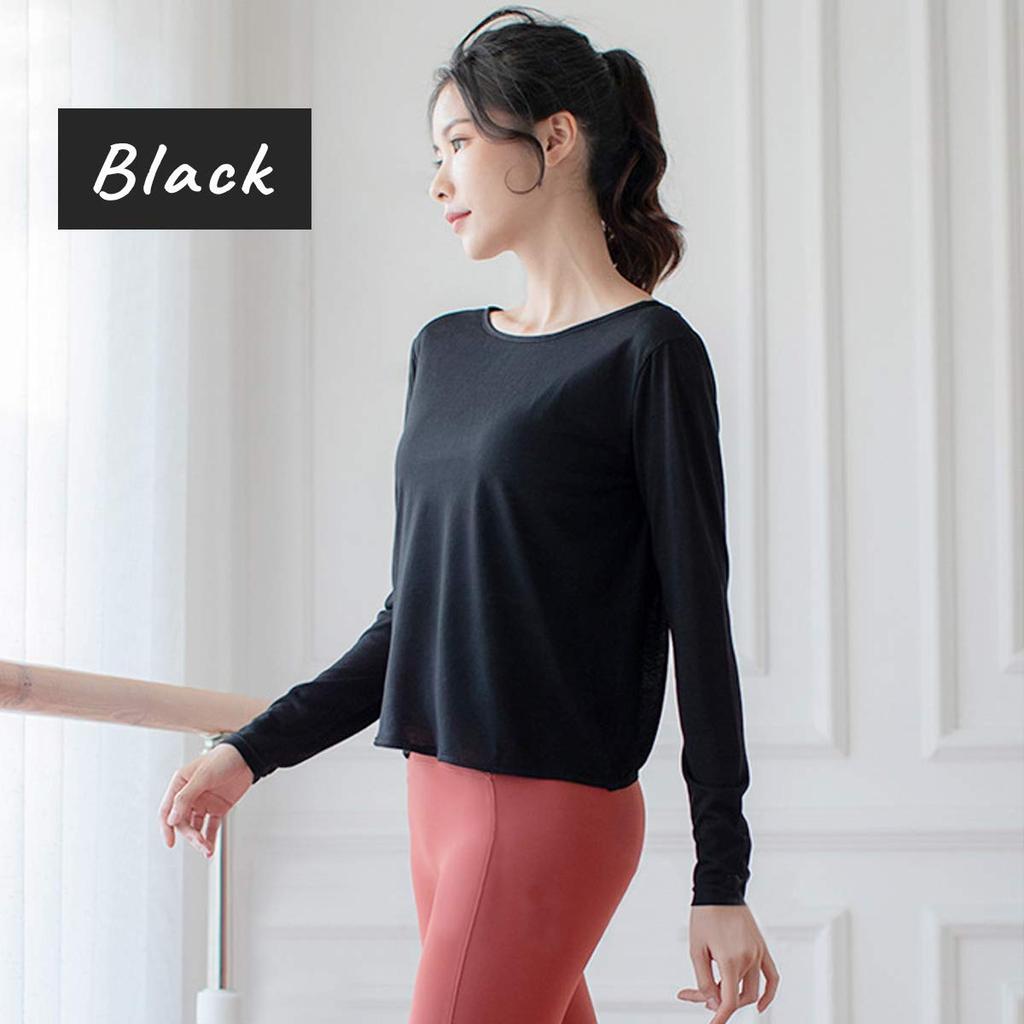 VeroMan Langarm Yoga Oberteil für Damen L, Frühling/Sommer, Weich, Fitness, Ballett, ppi-lstops7, Schwarz,
