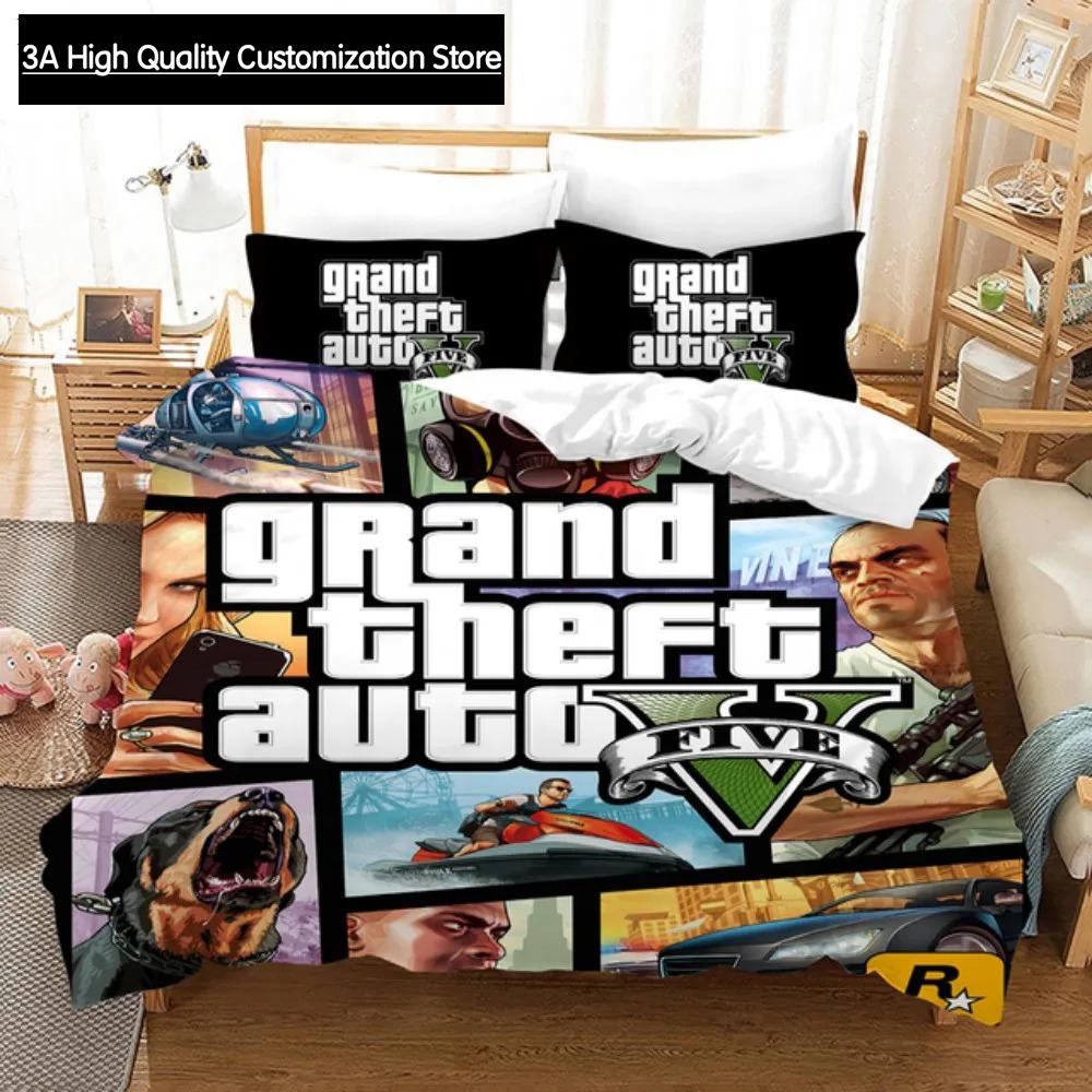 Постельное белье GTA V для видеоигр, 3D-принты, пододеяльники, Grand Theft Auto, комплект постельного белья для односпальной кровати, постельное белье для мальчиков, взрослых, домашний декор EU single(135x200cm)