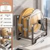 Gunmetal Gray Kitchen Organizer: Knife, Spoon, Pot Lid, Cutting Board, and Chopsticks Holder.