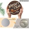 2D Flat, 1pc Round Aluminum Sign, "Whiskey and Cigar Bar" Vintage Design, Whiskey Glass & Cigar Metal Wall Art, Ideal for Man Cave, Bar, Garage, Gift