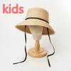 202505-HH6015 INS CHIC Summer Handmade Raffia Grass Holiday Black Long Ribbon  Kids Sun Cap Children Leisure  Hat